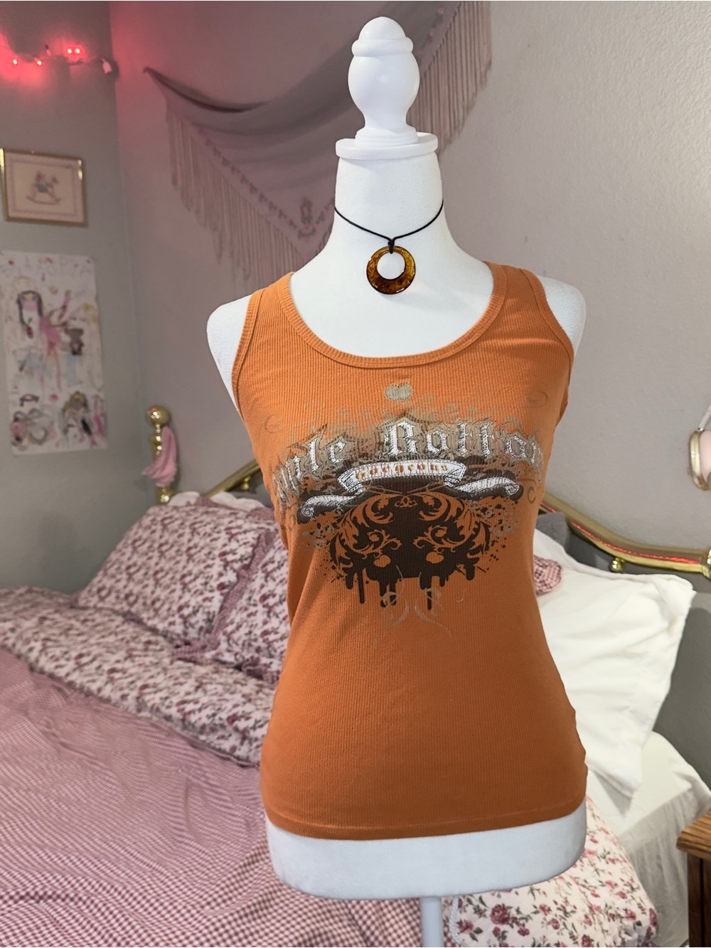 Y2k Apple Bottoms Rust Graphic Ribbed Tank Top